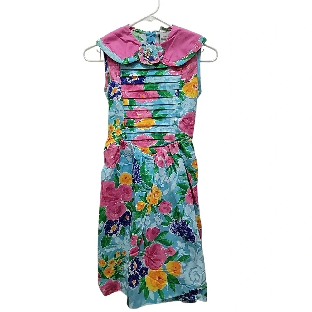 Vintage 80s Rare Editions Dress Girls Size 12 Cottagecore Garden Party